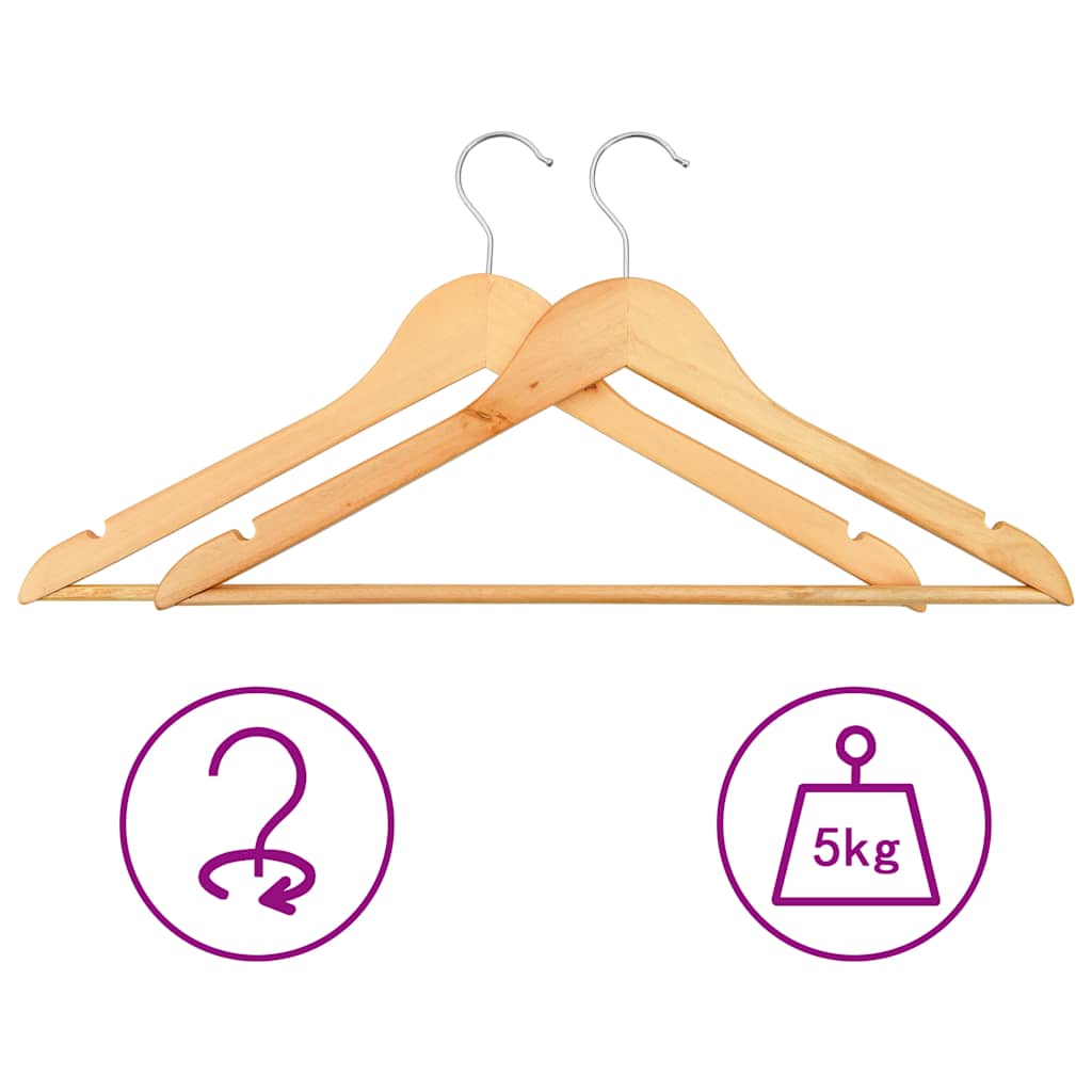 vidaXL Hanger | Set of 50 | Light brown | Hardwood, Metal | Standard | Rotatable 6