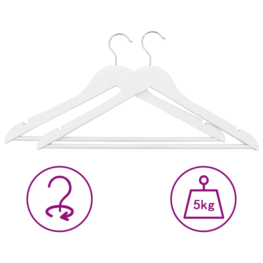 vidaXL Hanger | Set of 50 | White | Hardwood, Metal | Standard | Non-slip 3