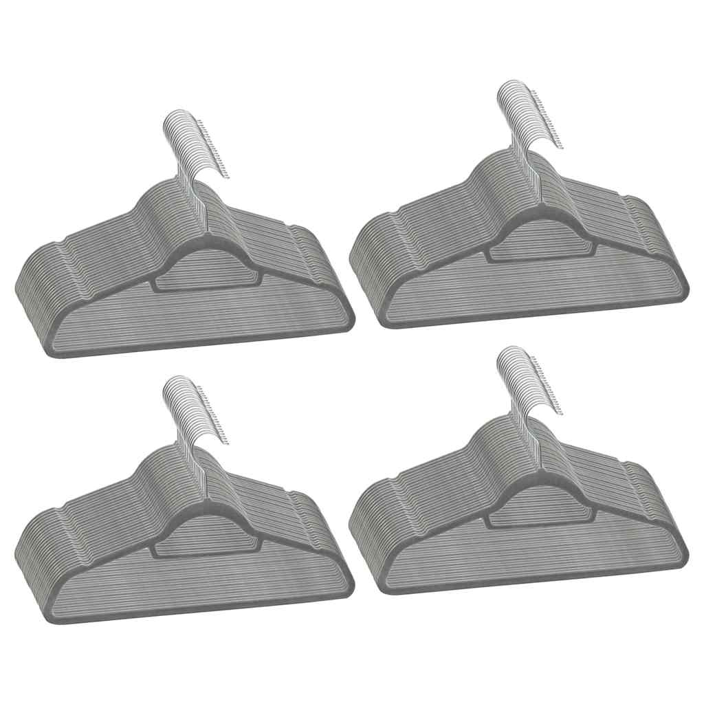 vidaXL Hanger | Set of 100 | Grey | ABC plastic, zinc alloy, velvet | Standard 2