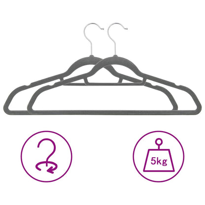 vidaXL Hanger | Set of 100 | Grey | ABC plastic, zinc alloy, velvet | Standard 3