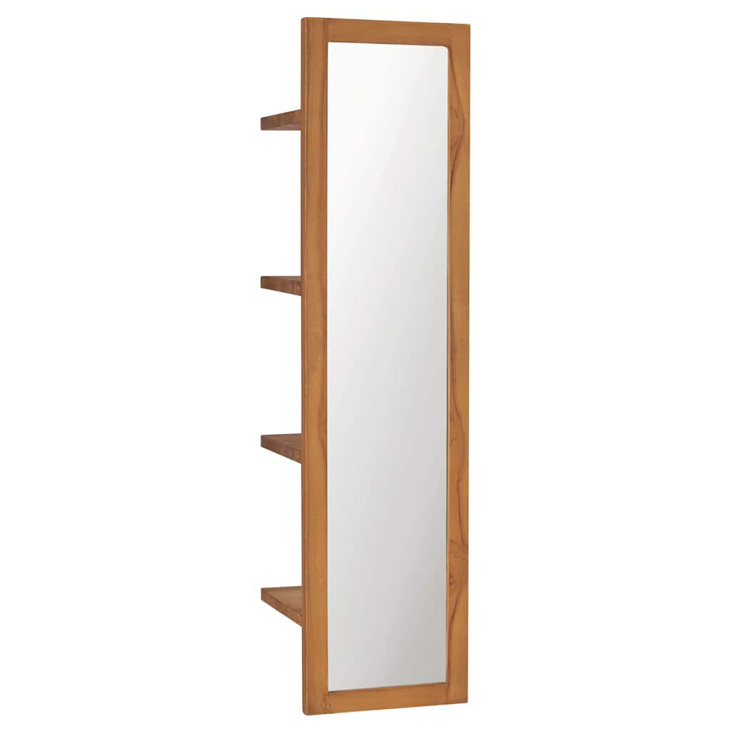 vidaXL Mirror | Natural Teak | Solid Teak Wood | 30x30x120 cm | Wall Mirror 1