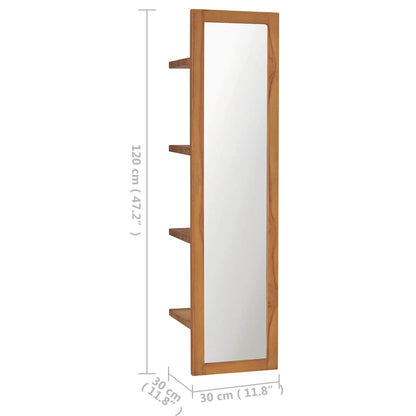 vidaXL Mirror | Natural Teak | Solid Teak Wood | 30x30x120 cm | Wall Mirror 6