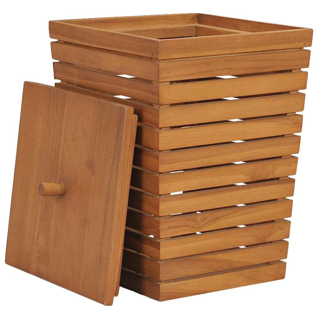 vidaXL Laundry Basket 30x30x45 cm Solid Teak Wood 3