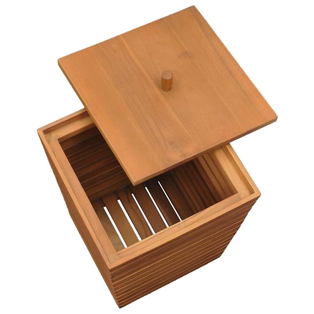 vidaXL Laundry Basket 30x30x45 cm Solid Teak Wood 4