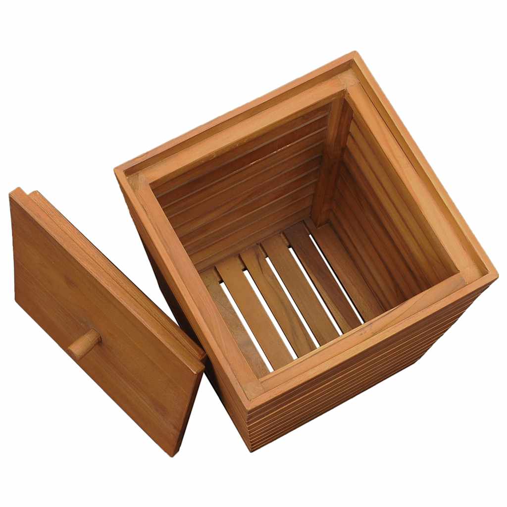 vidaXL Laundry Basket 30x30x45 cm Solid Teak Wood 5