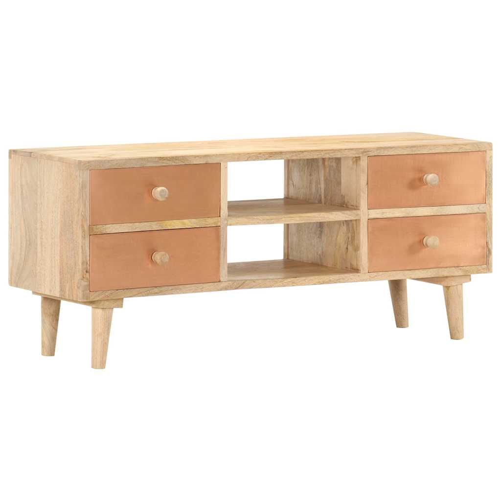 vidaXL TV Cabinet | Natural wood with copper accents | Solid Mango Wood | Medium 1
