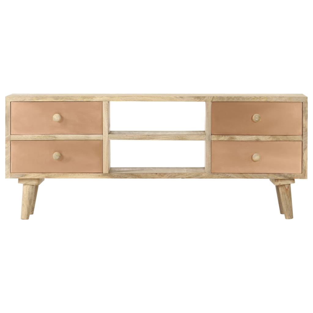 vidaXL TV Cabinet | Natural wood with copper accents | Solid Mango Wood | Medium 2