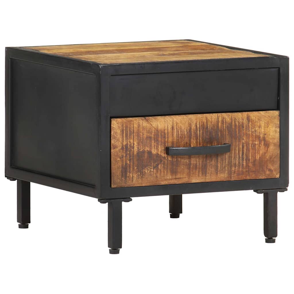 vidaXL Bedside Cabinet | Brown | Rough Mango Wood, Powder-Coated Steel | Small 1