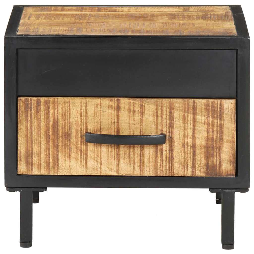 vidaXL Bedside Cabinet | Brown | Rough Mango Wood, Powder-Coated Steel | Small 2