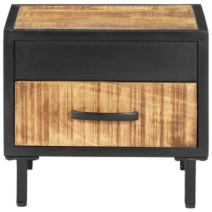 vidaXL Bedside Cabinet | Brown | Rough Mango Wood, Powder-Coated Steel | Small 2