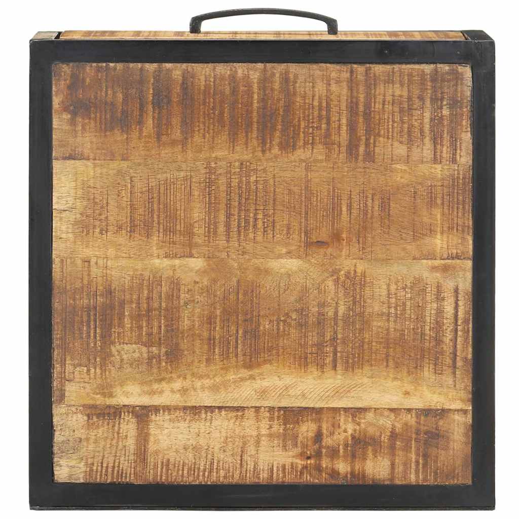 vidaXL Bedside Cabinet | Brown | Rough Mango Wood, Powder-Coated Steel | Small 5