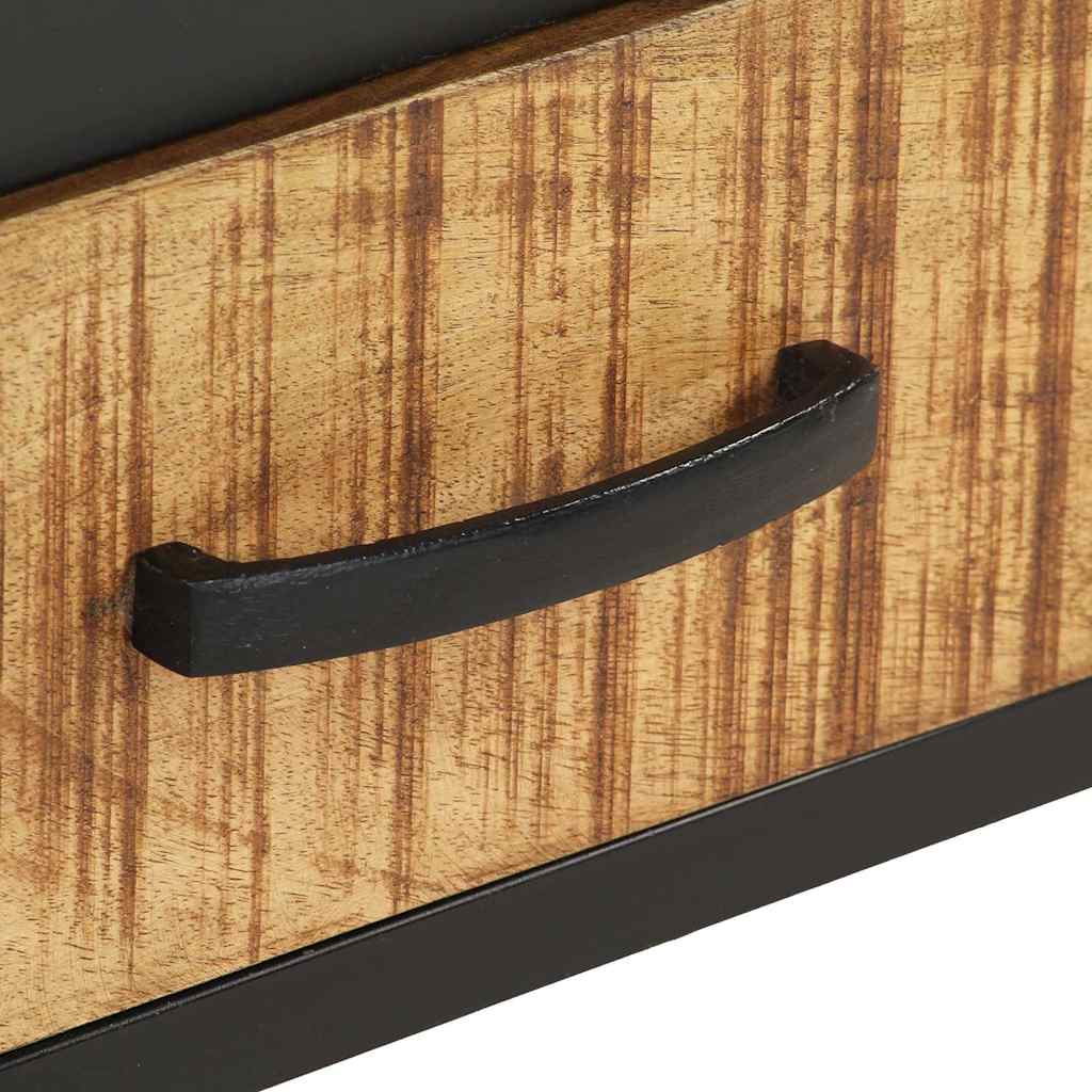 vidaXL Bedside Cabinet | Brown | Rough Mango Wood, Powder-Coated Steel | Small 6