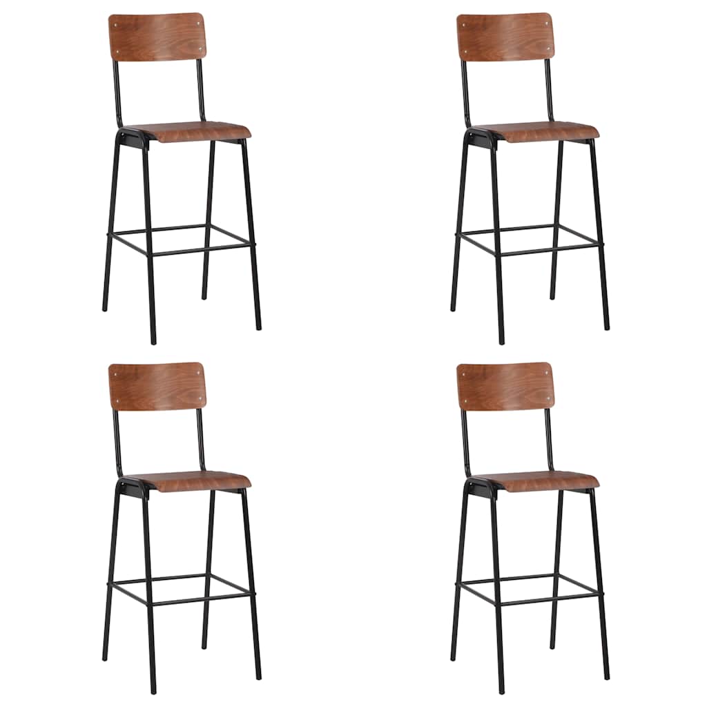 Bar Stools Solid Plywood Steel Brown 4