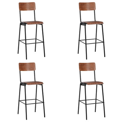 Bar Stools Solid Plywood Steel Brown 4