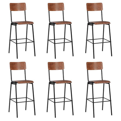 Bar Stools Solid Plywood Steel Brown 6