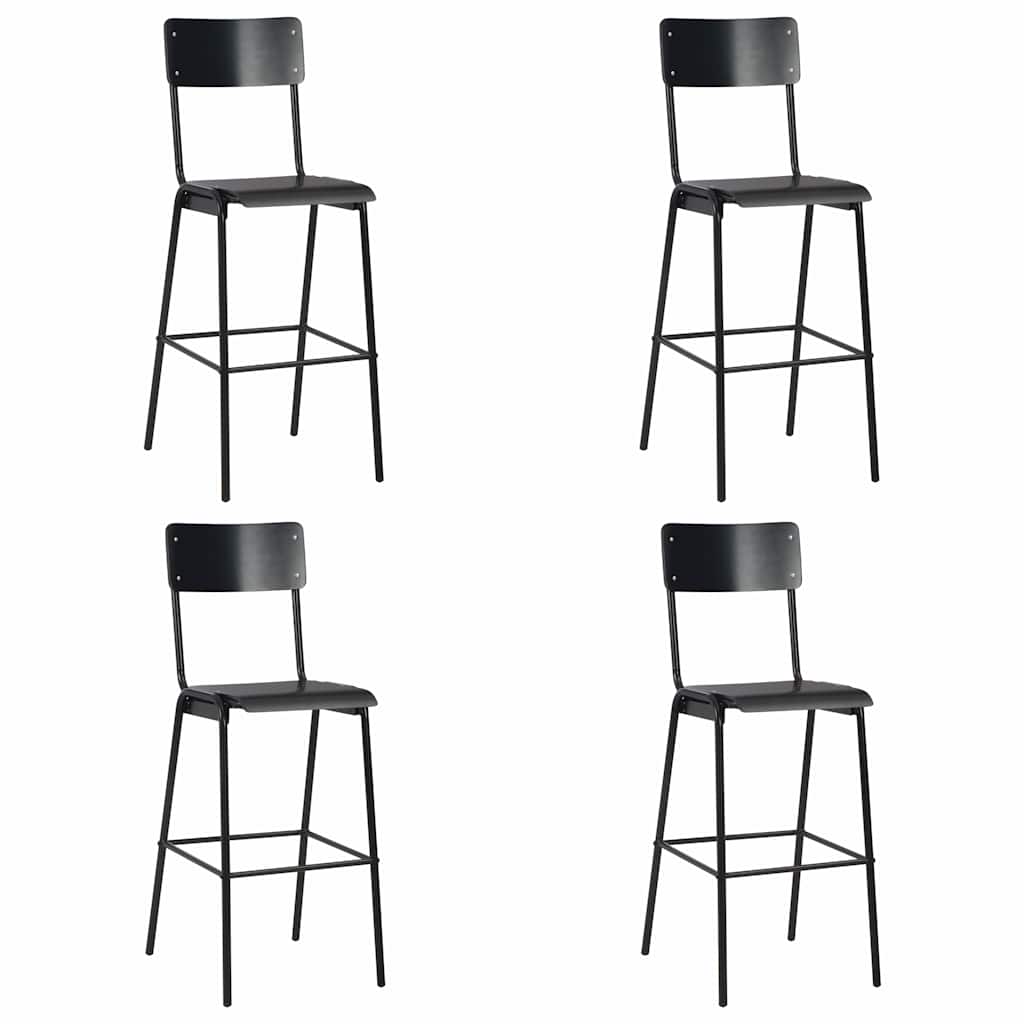 Bar Stools Solid Plywood Steel Black 4