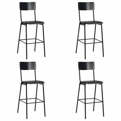 Bar Stools Solid Plywood Steel Black 4