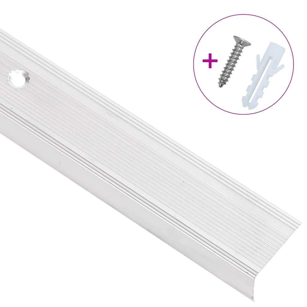 vidaXL Stair Nosings in L-shape 15 pcs Aluminium 90 cm Silver 3