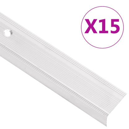vidaXL Stair Nosings in L-shape 15 pcs Aluminium 100 cm Silver 1