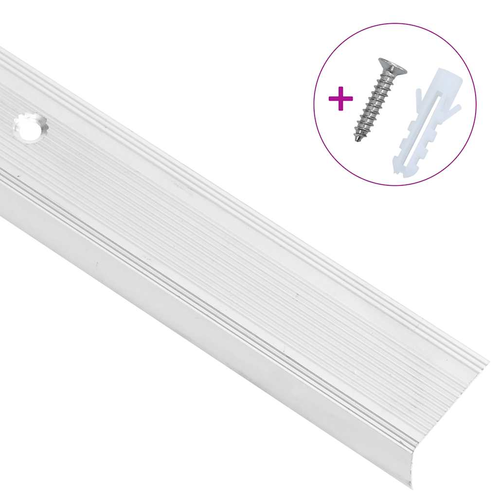 vidaXL Stair Nosings in L-shape 15 pcs Aluminium 100 cm Silver 3