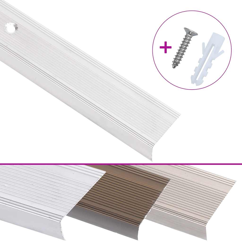 vidaXL Stair Nosings in L-shape 15 pcs Aluminium 100 cm Silver 2