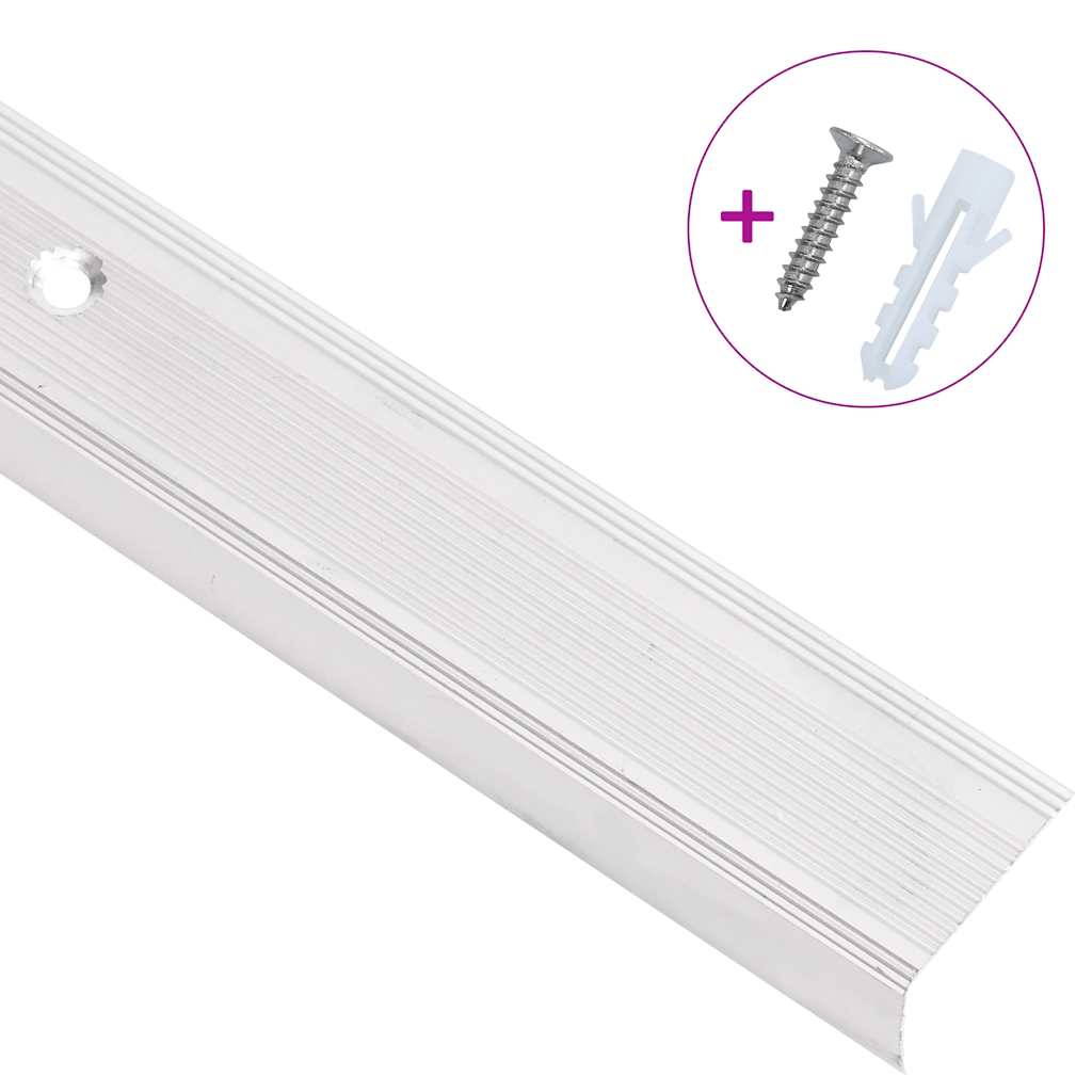 vidaXL Stair Nosings in L-shape 15 pcs Aluminium 100 cm Silver 3