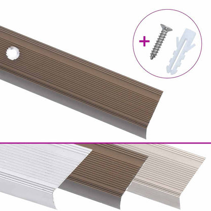 vidaXL Stair Nosings in L-shape 15 pcs Aluminium 100 cm Brown 2