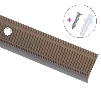vidaXL Stair Nosings in L-shape 15 pcs Aluminium 100 cm Brown 3