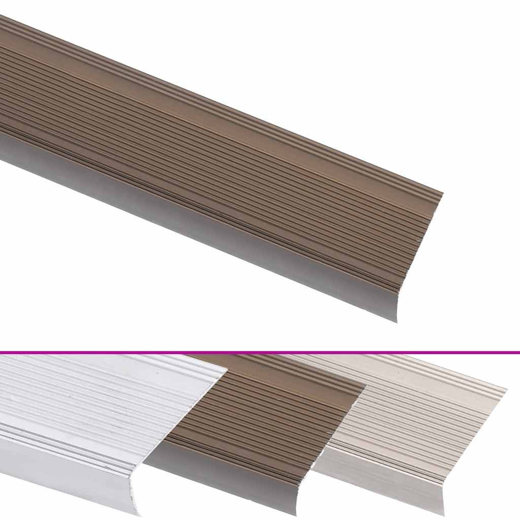 vidaXL Stair Nosings in L-shape 15 pcs Aluminium 100 cm Brown 2