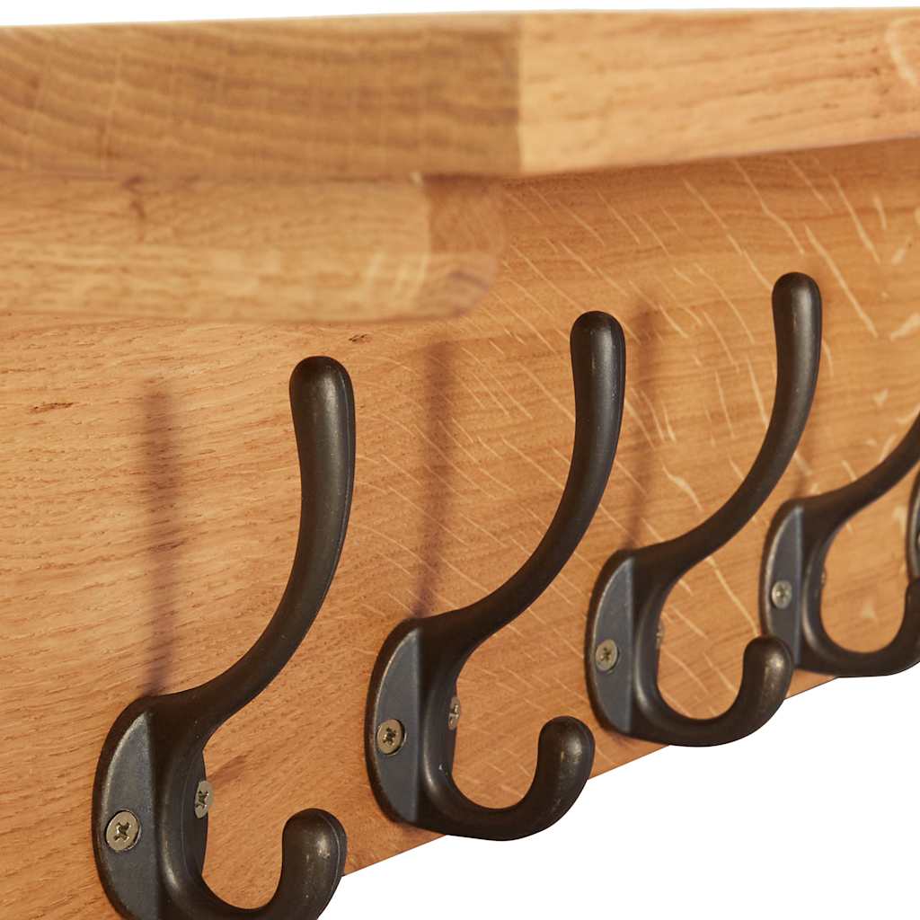 Coat Rack Solid Oak Wood 60 x 16 x 16 cm
