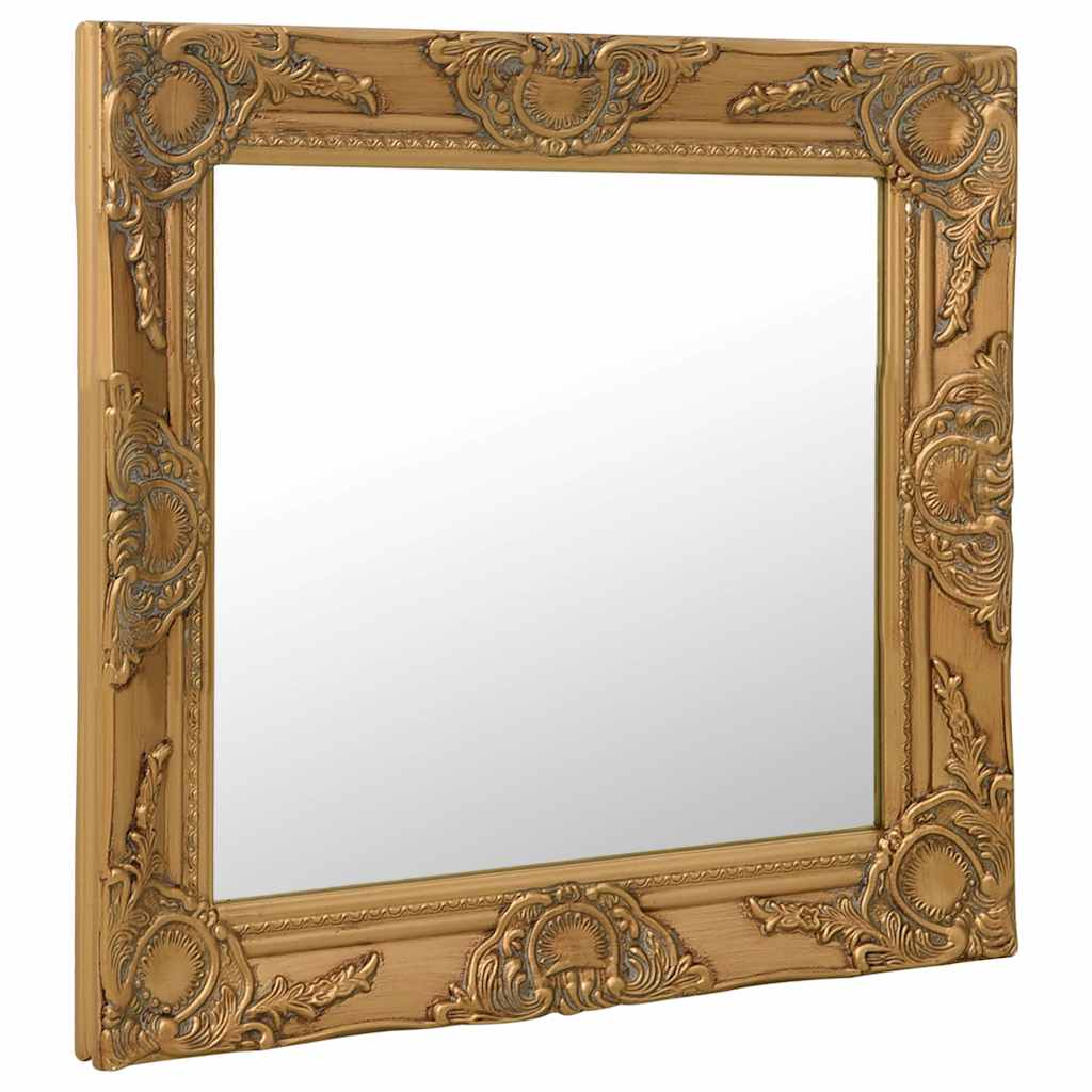 vidaXL Wall Mirror | Gold | Wood | 60cm x 60cm | Wall mounting | Wall Mirror 2