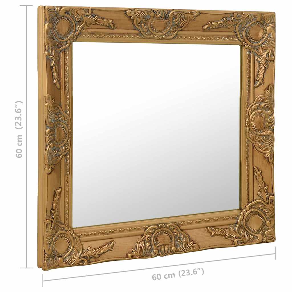 vidaXL Wall Mirror | Gold | Wood | 60cm x 60cm | Wall mounting | Wall Mirror 6