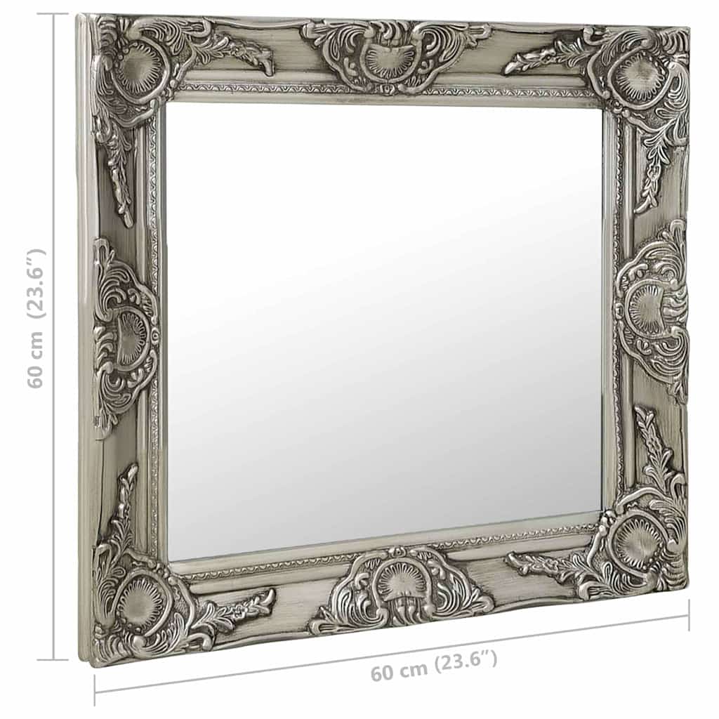 vidaXL Wall Mirror | Silver | Wood, glass, engineered wood | 60x60 cm 6