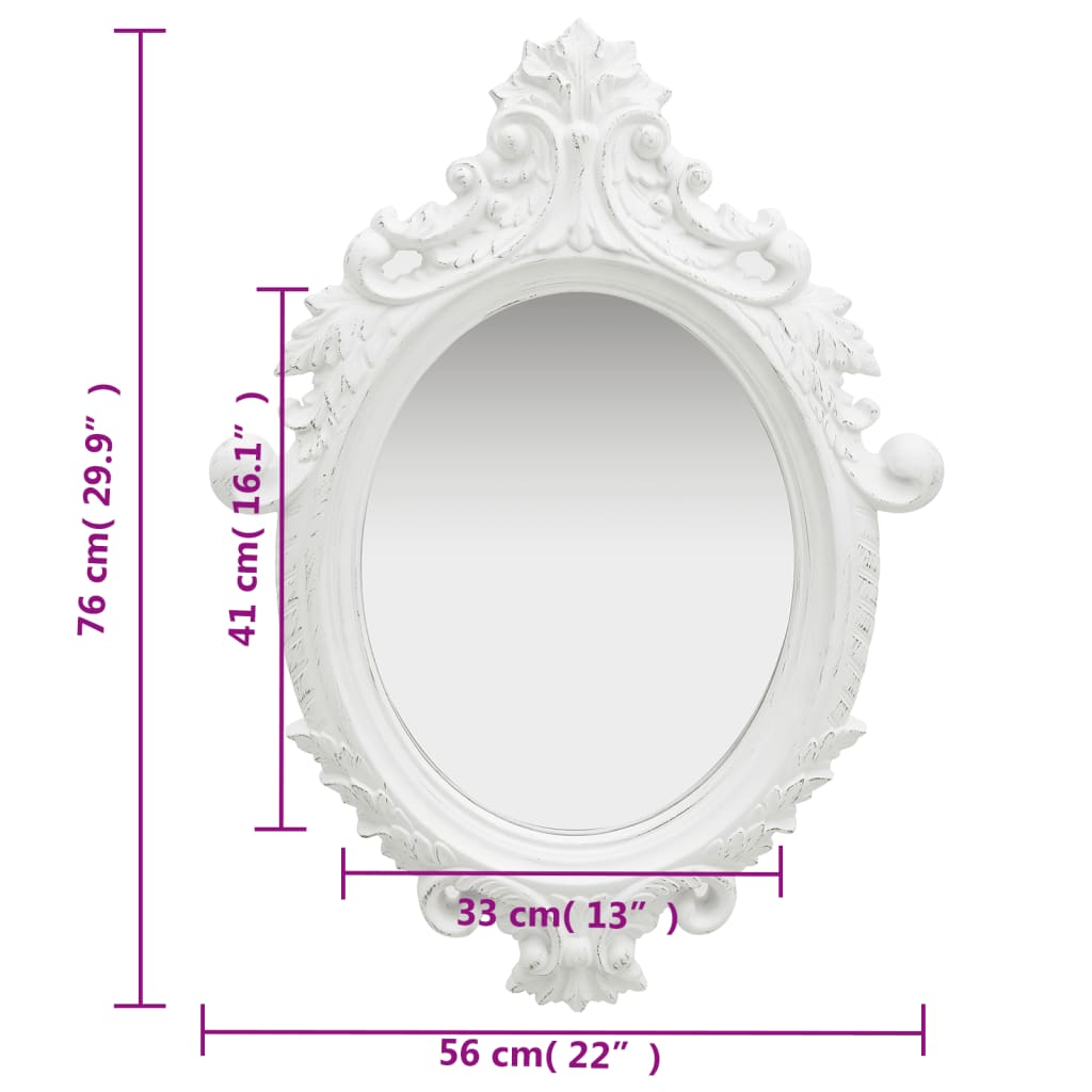 vidaXL Wall Mirror | White | Polyurethane, glass, engineered wood | Medium 5