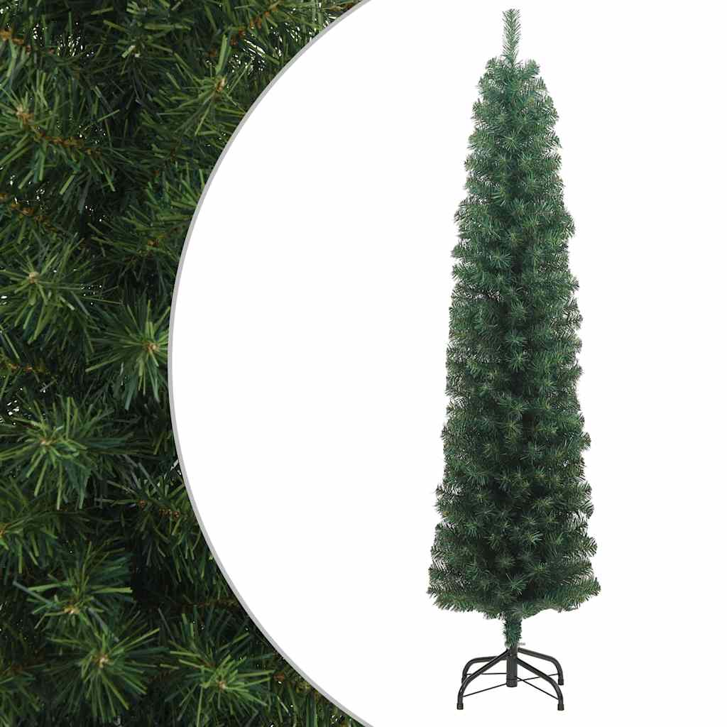 vidaXL Slim Artificial Christmas Tree with Stand Green 240 cm PVC 1