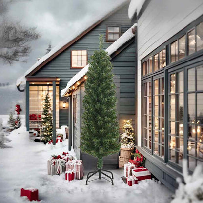 vidaXL Slim Artificial Christmas Tree with Stand Green 240 cm PVC 2