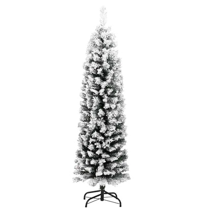 vidaXL Slim Artificial Christmas Tree with Flocked Snow Green 150 cm PVC 3