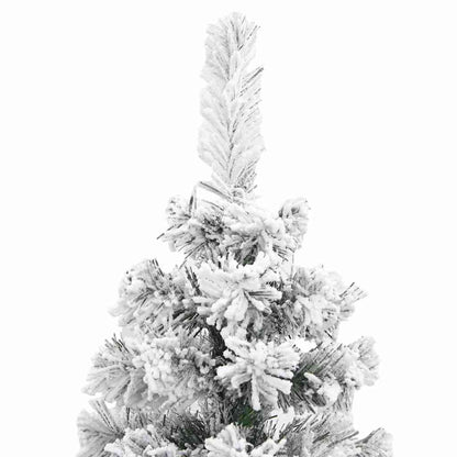 vidaXL Slim Artificial Christmas Tree with Flocked Snow Green 150 cm PVC 4