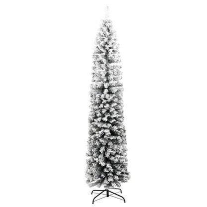 vidaXL Slim Artificial Christmas Tree with Flocked Snow Green 210 cm PVC 3