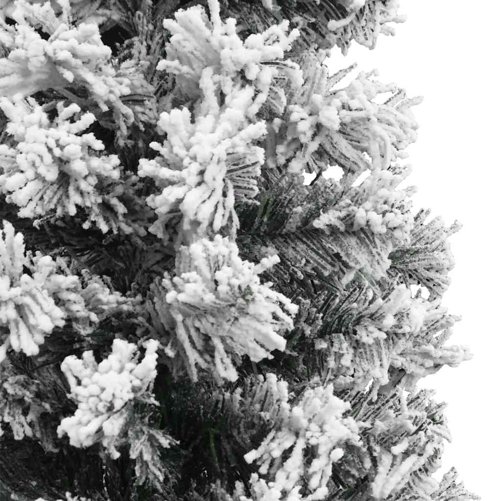 vidaXL Slim Artificial Christmas Tree with Flocked Snow Green 210 cm PVC 5