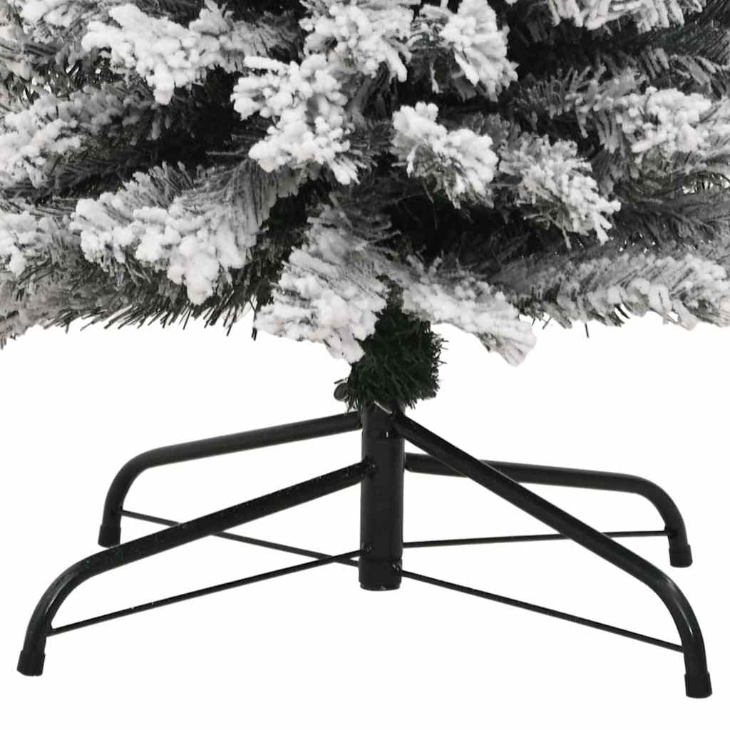 vidaXL Slim Artificial Christmas Tree with Flocked Snow Green 210 cm PVC 6