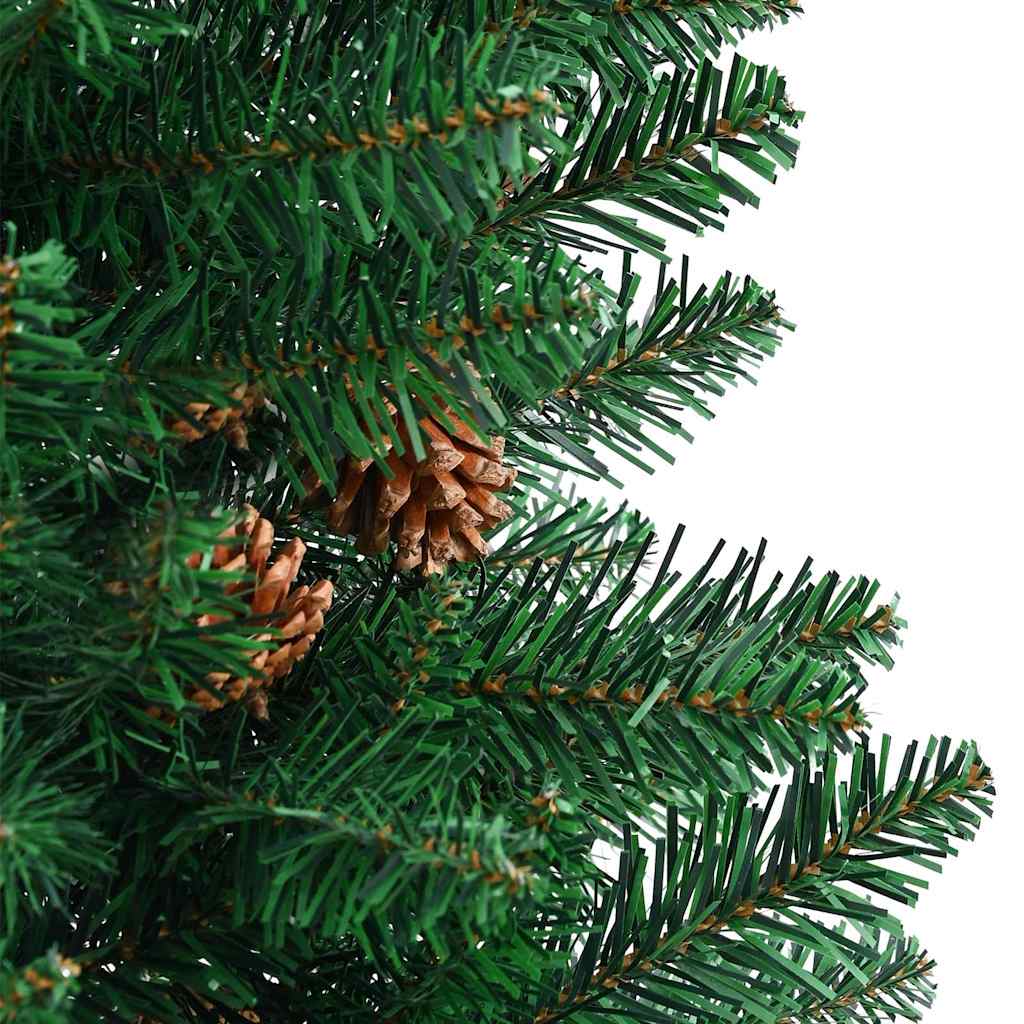 vidaXL Slim Christmas Tree with Real Wood and Cones Green 210 cm PVC 5