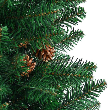 vidaXL Slim Christmas Tree with Real Wood and Cones Green 210 cm PVC 5