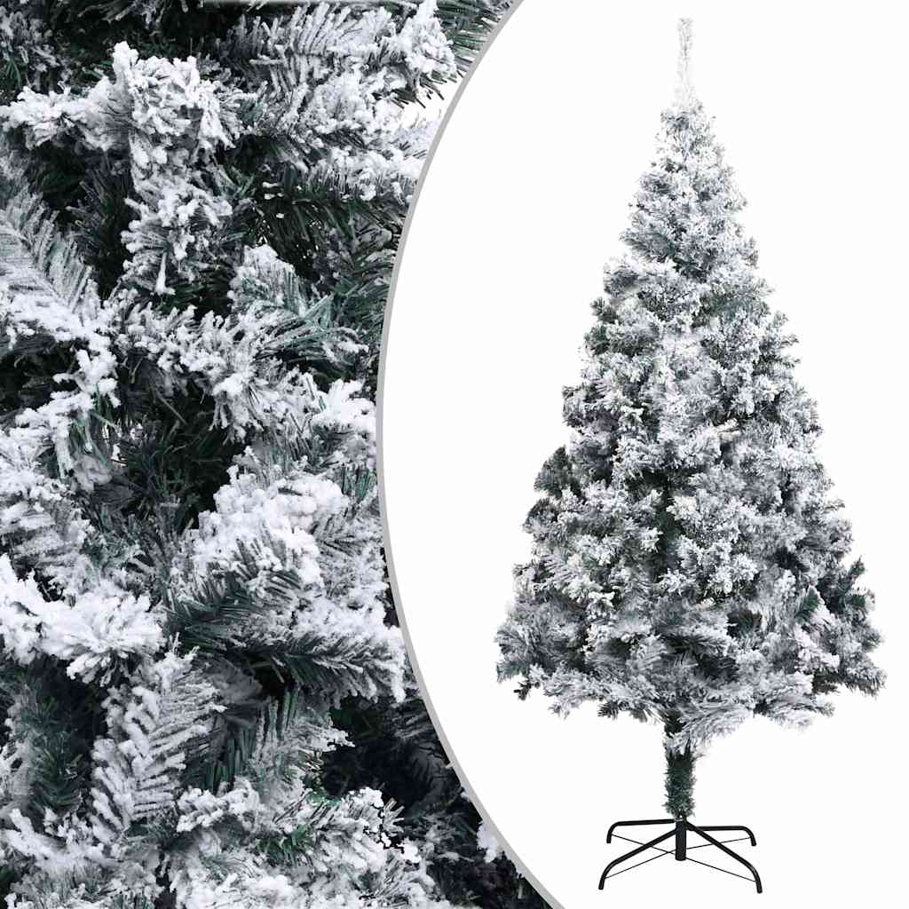 vidaXL Artificial Christmas Tree with Flocked Snow Green 180 cm PVC 1
