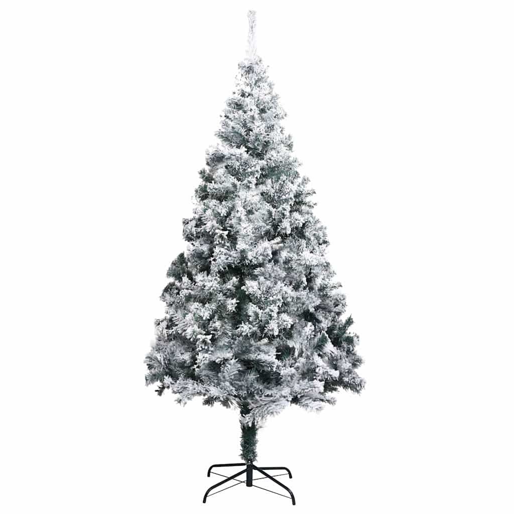 vidaXL Artificial Christmas Tree with Flocked Snow Green 180 cm PVC 2