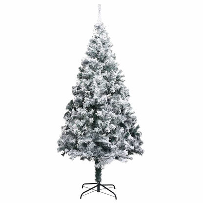 vidaXL Artificial Christmas Tree with Flocked Snow Green 180 cm PVC 2