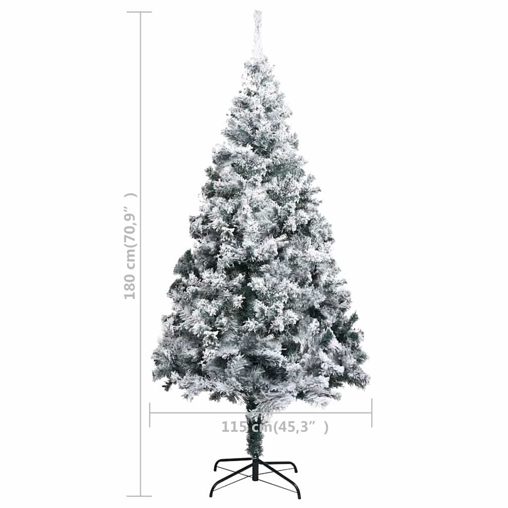 vidaXL Artificial Christmas Tree with Flocked Snow Green 180 cm PVC 6