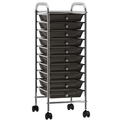 vidaXL 10-Drawer Mobile Storage Trolley Black Plastic 1