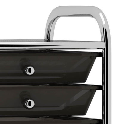 vidaXL 10-Drawer Mobile Storage Trolley Black Plastic 3