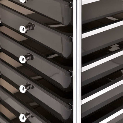 vidaXL 10-Drawer Mobile Storage Trolley Black Plastic 4